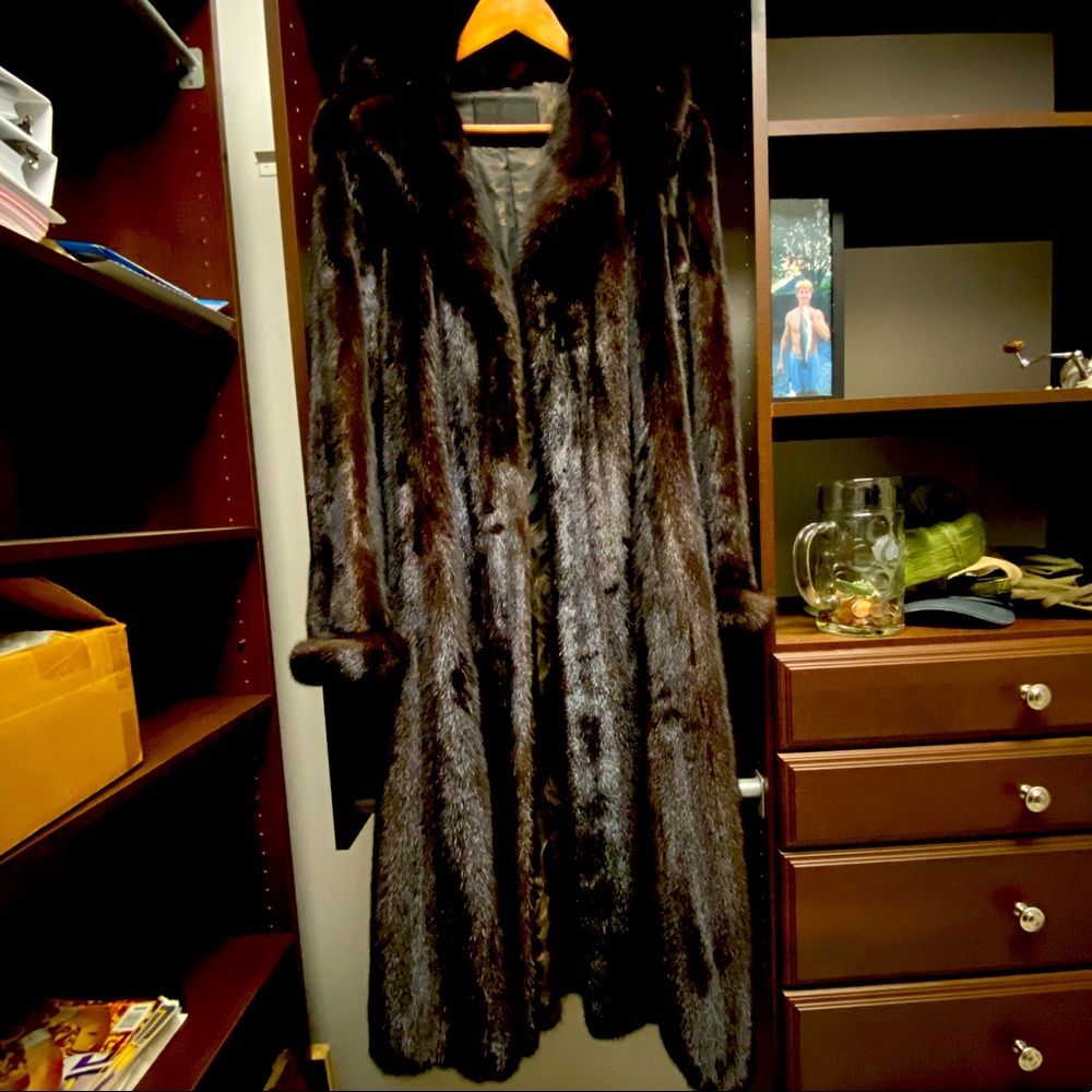 Beautiful dark brown, full-length Ranch Mink Coat by Le Nobel of Athens